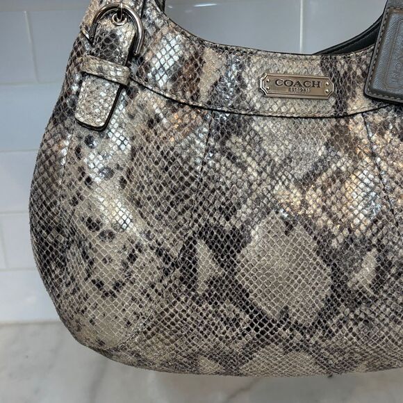Coach Bag Purse Handbag Leather Snake Python Madison Maggie Hobo Shoulder Bag - Picture 3 of 16